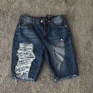 distressed jean shorts
